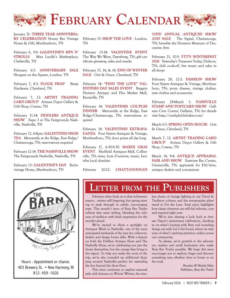 Busy Bee Trader February 2026 Calendar of Events