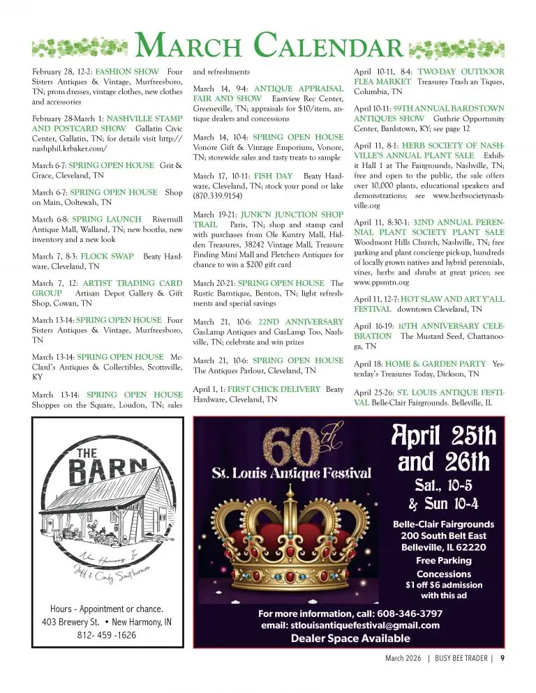 Busy Bee Trader March 2026 Calendar of Events