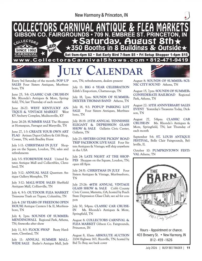 Busy Bee Trader July 2026 Calendar of Events