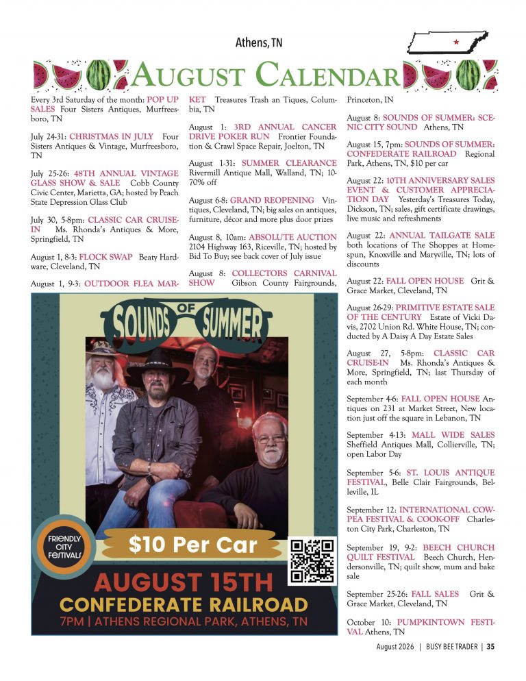 Busy Bee Trader August 2026 Calendar of Events