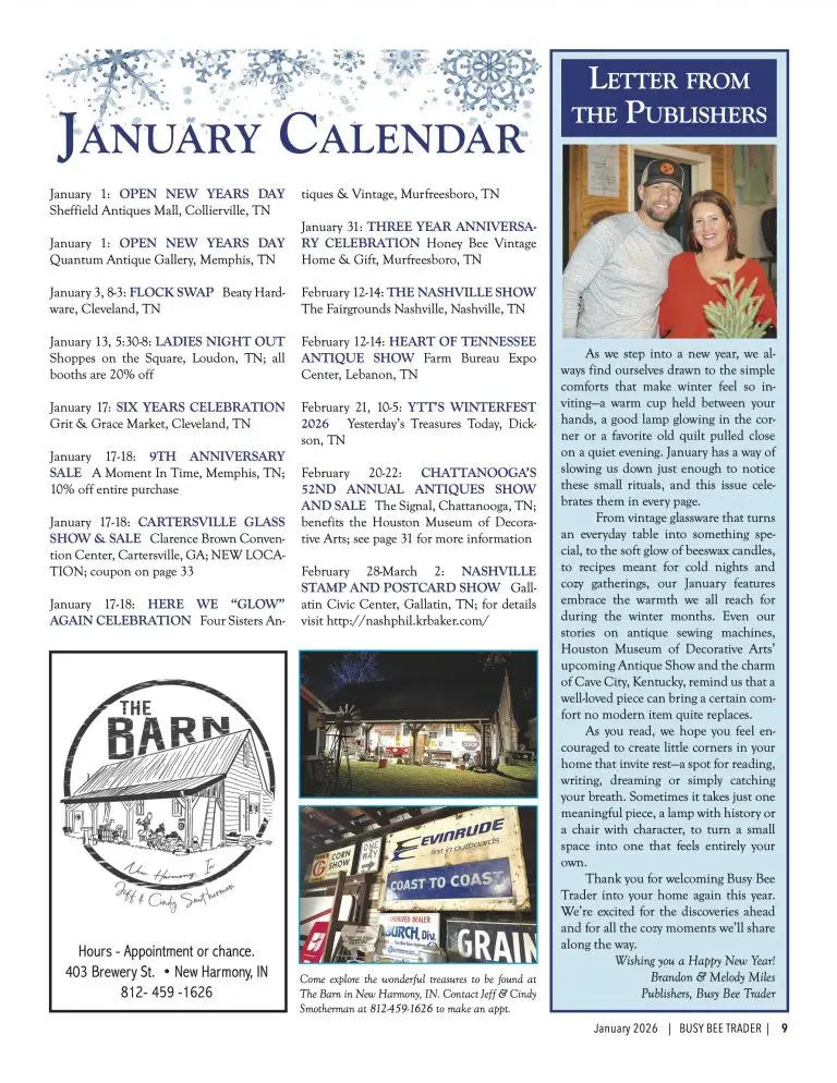 Busy Bee Trader January 2026 Calendar of Events